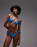 [VDM The Label] VDM reversible print triangle bikini top in tide blue M Tide