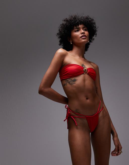 VDM reversible tie side bikini bottoms in boheme red, 3 of 4