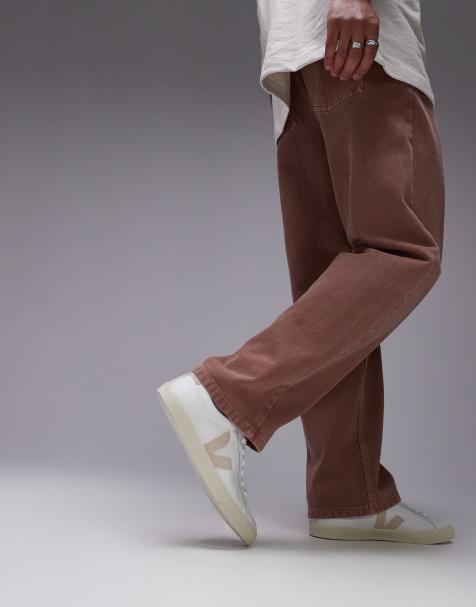 VEJA - Esplar - Baskets en cuir avec logo - Blanc extra et sable - view 1