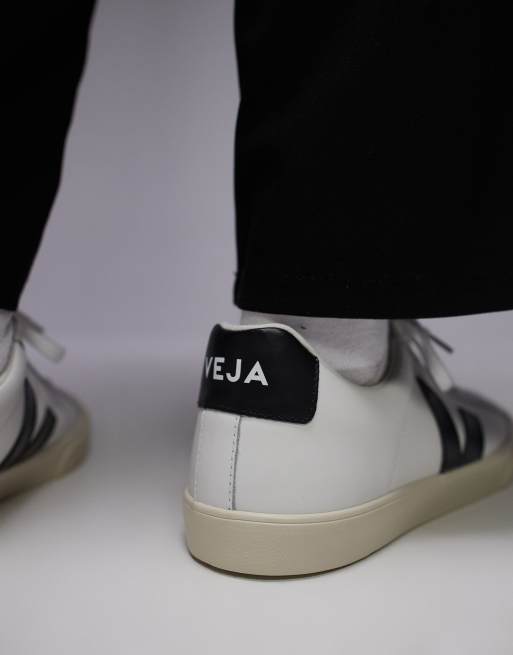VEJA Esplar logo sneakers in extra white black leather | ASOS