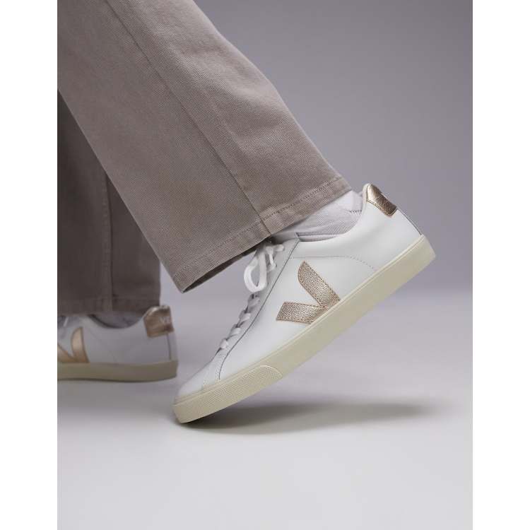 VEJA Esplar logo sneakers in extra white platine leather | ASOS