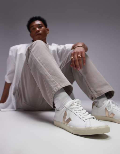 VEJA Esplar logo sneakers in extra white platine leather | ASOS