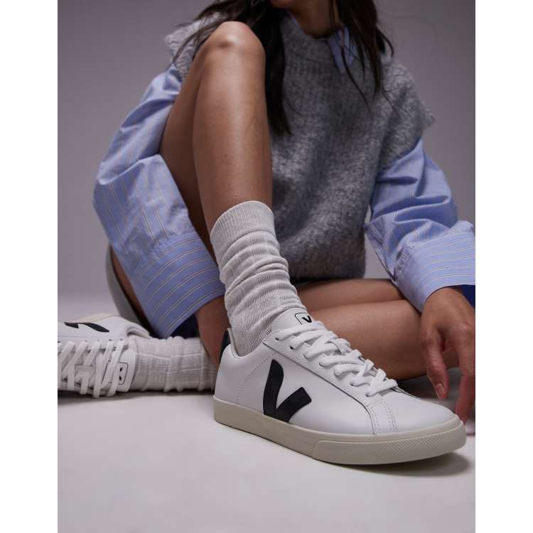 VEJA Esplar logo trainer in extra white black leather | ASOS
