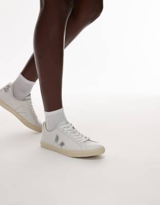  Esplar logo trainer in extra white silver