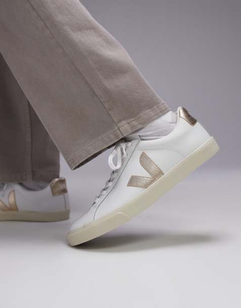VEJA - Esplar - Sneakers bianco extra in pelle con logo platino - view 1