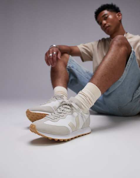 VEJA - Rio Branco - Baskets en daim et tulle Alveomesh - Blanc/pierre naturelle - view 1