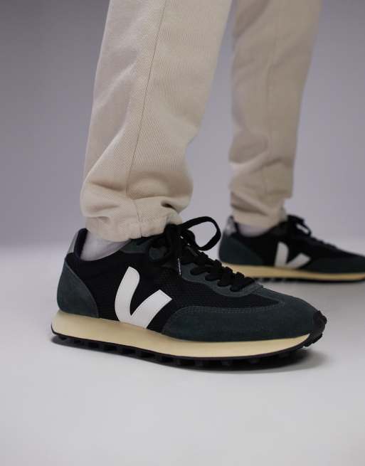 VEJA - Rio Branco - Suède sneakers in zwart wit oxford grijs alveomesh
