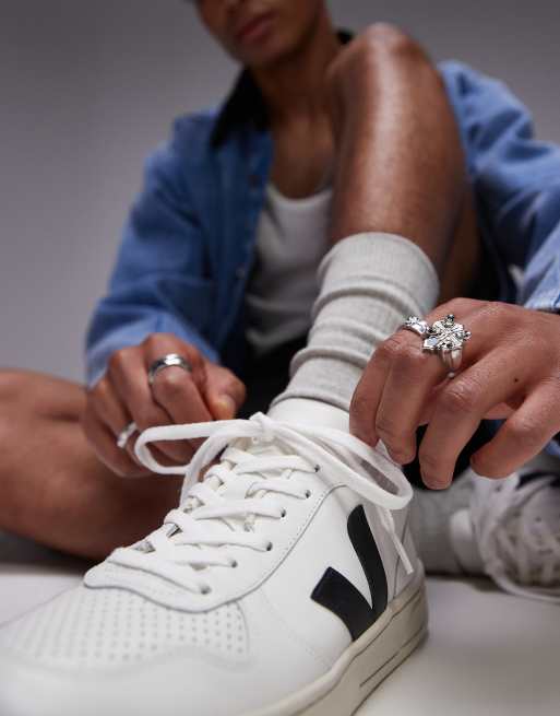 VEJA - V-10 - Baskets en cuir - Blanc extra et noir, 5 de 5