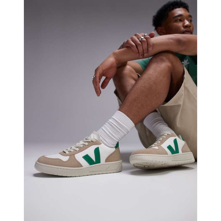 VEJA - V-10 - Baskets en cuir exempt de chrome - Blanc extra