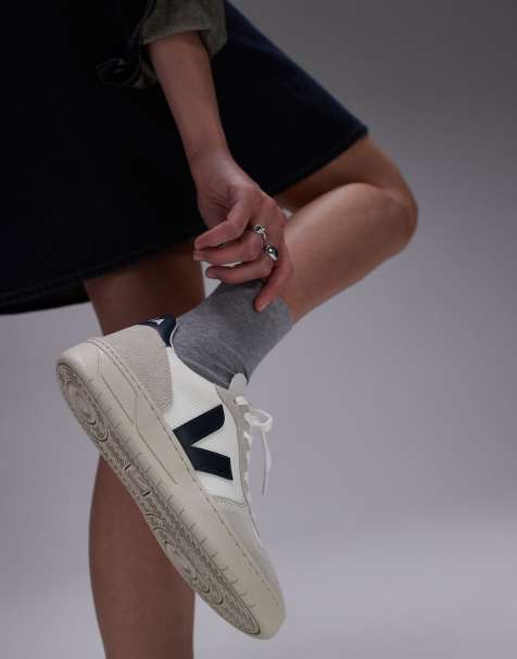 Veja - V-10 - Sneakers in camoscio bianco nautico in rete - view 1