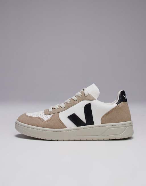 VEJA V-10 sneakers in extra white black sahara chromefree leather