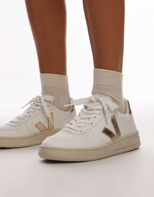 VEJA V-10 sneakers in extra white platine chromefree leather ASOS