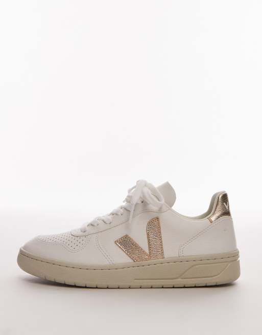 VEJA - V-10 - Sneakers in extra wit platine chroomvrij leer, 3 van 5