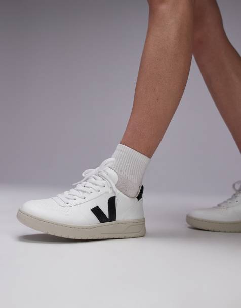 VEJA - V-10 - Sneakers in extra wit zwart leer - view 1