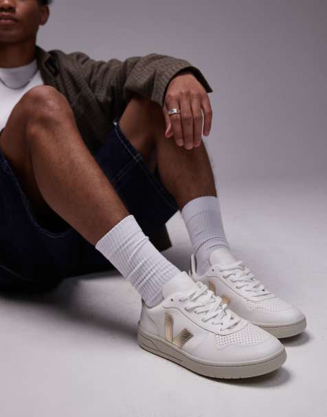 VEJA - V-10 - Sneakers in pelle chromefree bianche e platino - view 1