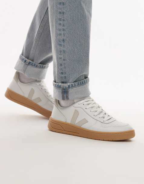 VEJA V-10 trainer in extra white natural leather - view 1