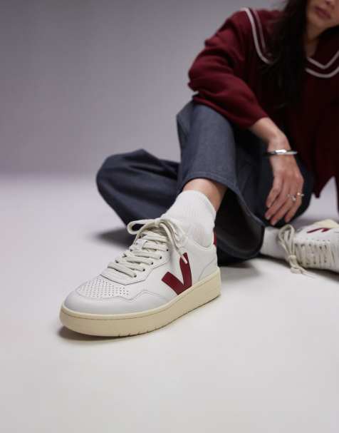VEJA V-90 sneakers in white/red - view 1