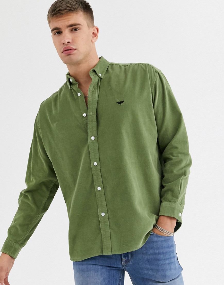фото Вельветовая рубашка цвета хаки new look-зеленый