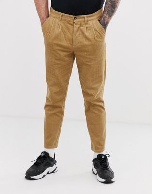 фото Вельветовые брюки-сигареты со складками asos design-коричневый