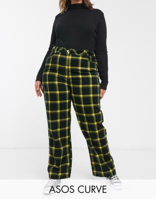 Вельветовые брюки в клетку прямого кроя ASOS DESIGN Curve-Мульти