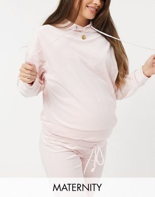 фото Велюровый худи розового цвета для будущих мам из переработанного полиэстера lindex mom exclusive taylor-розовый цвет
