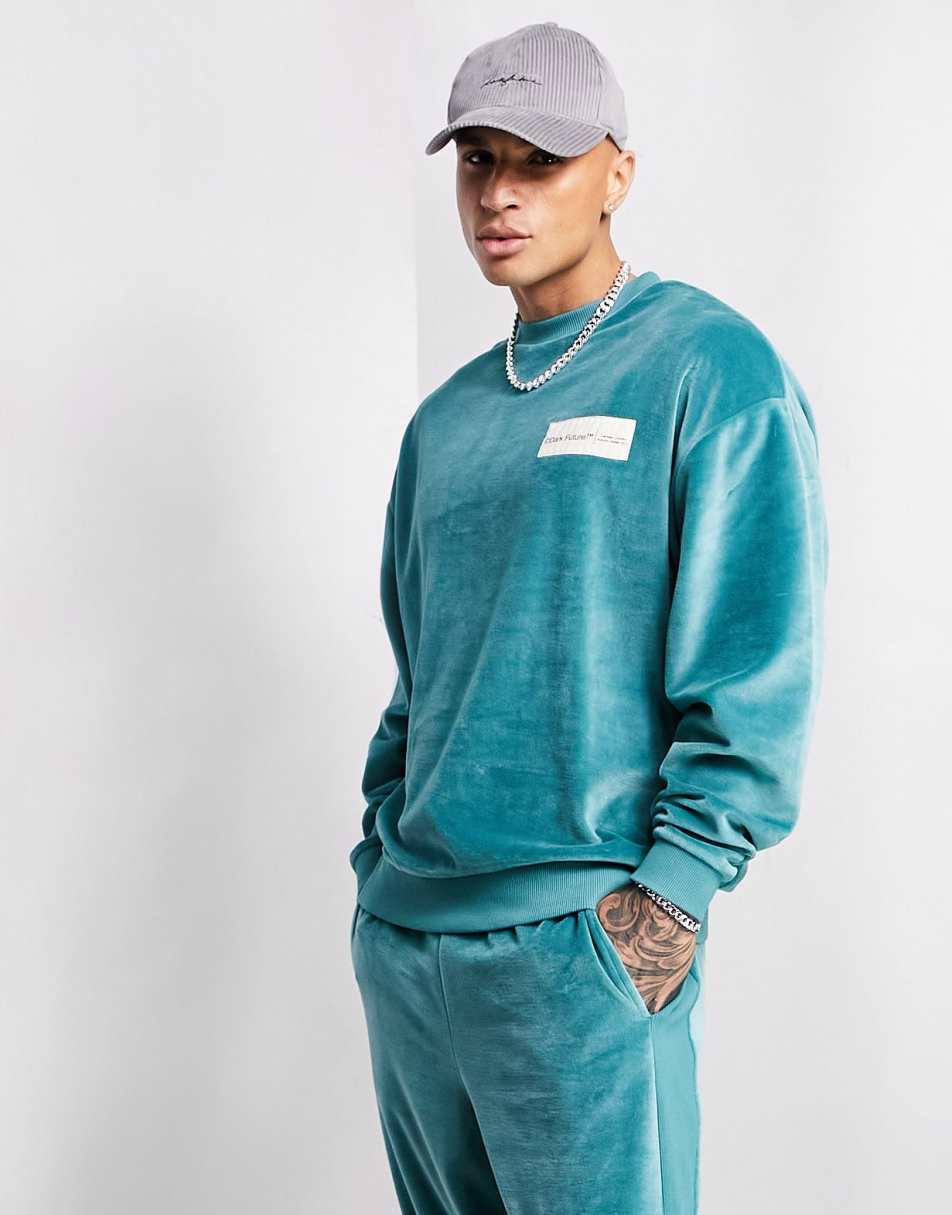 Adidas Velour Tracksuit Blue