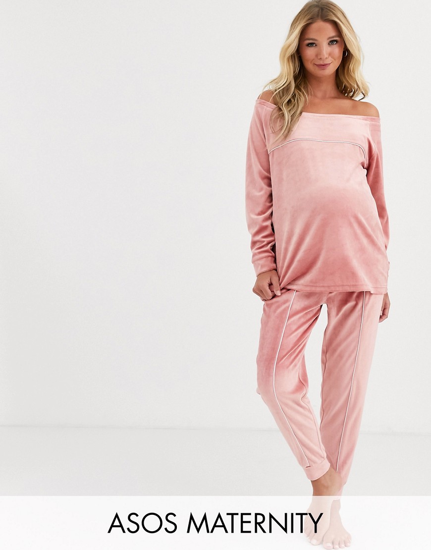 фото Велюровый свитшот для дома asos design maternity-розовый asos maternity
