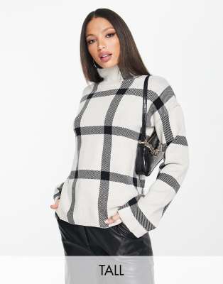 Vera Moda Tall oversized check jumper in mono - ASOS Price Checker