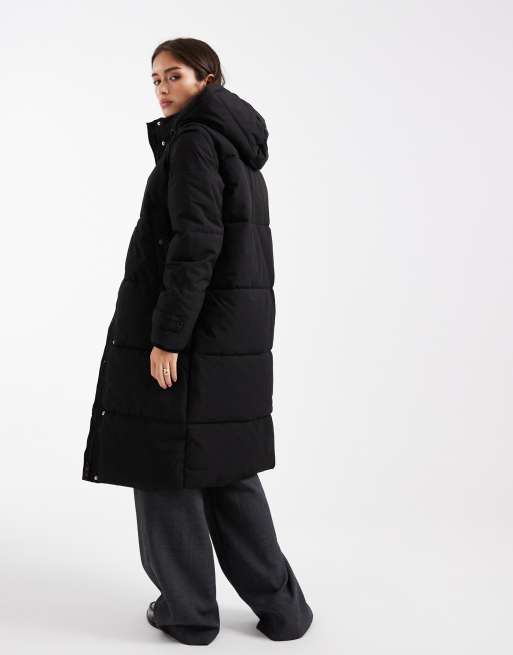 Vero Moda 2 in 1 longline puffer coat with removeable sleeves in black, 4 of 4