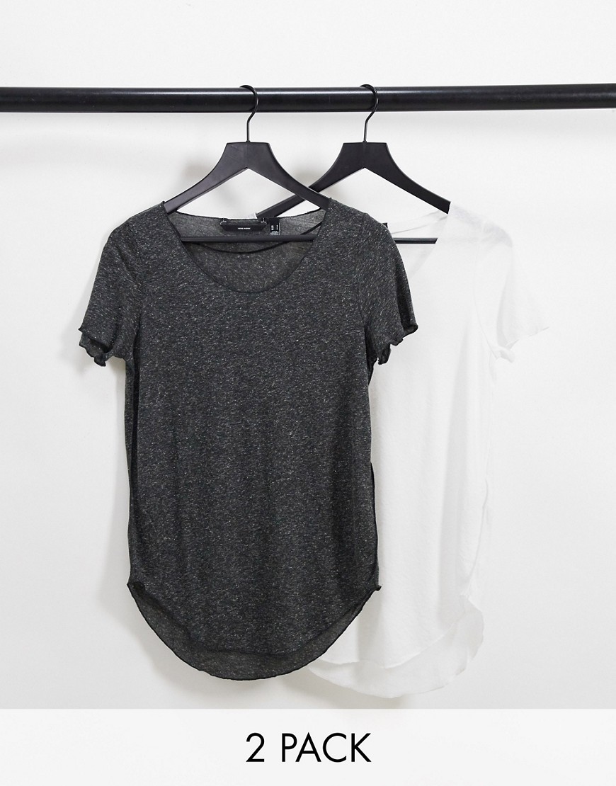 Vero Moda 2-pack scoop neck T-shirts in black and white-Multi