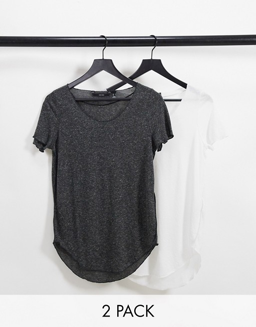 Vero Moda 2 pack scoop neck t-shirts in black and white