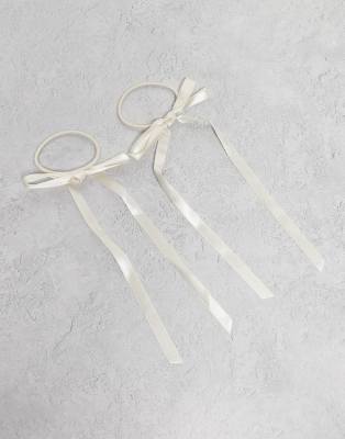 Vero Moda - 2er-Pack Schleifenband-Haarbänder in Creme-Weiß