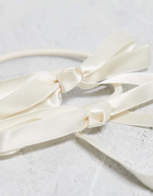 Vero Moda – 2er-Pack Schleifenband-Haarbänder in Creme, 2 von 3