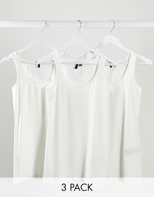 Vero Moda 3 pack of vests in white