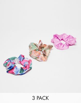 Vero Moda 3 pack scrunchie set in mixed print