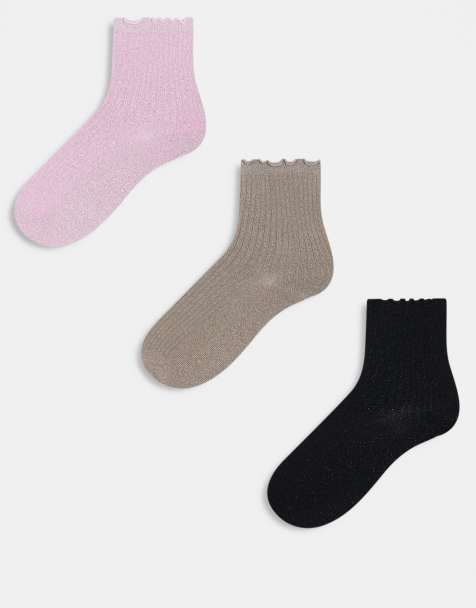 Vero Moda – 3er-Pack Glitzersocken in verschiedenen Farben mit Rüschensaum - view 1