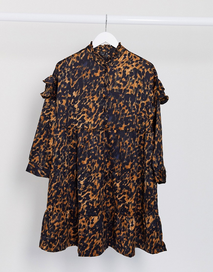 Vero Moda - aangerimpelde jurk met print en ruche op de schouders-multi
