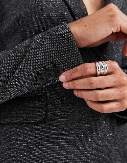 Vero Moda - Aansluitende blazer met stretch en glitter in zwart en zilver, 3 van 4