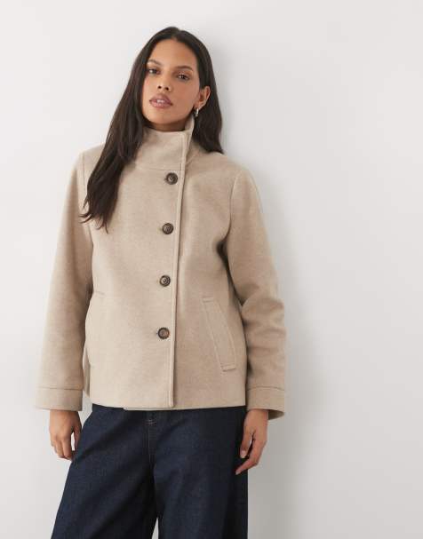 Vero Moda abrigo corto con cuello alzado en beige - view 1
