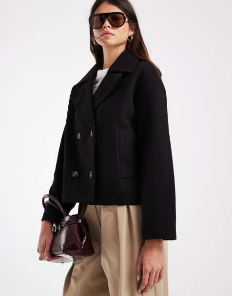 Vero Moda - abrigo formal corto de doble botonadura en negro - view 1