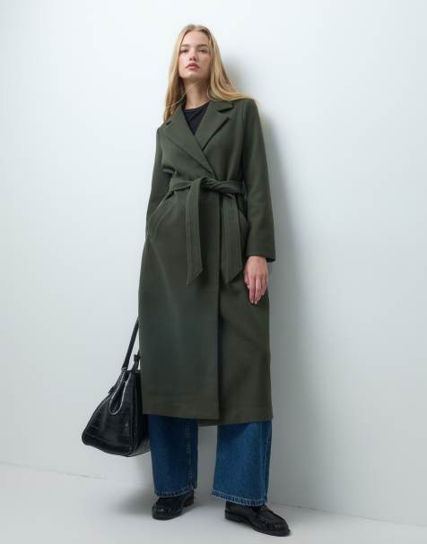 Vero Moda - abrigo midi con cinturón en verde oscuro - view 1