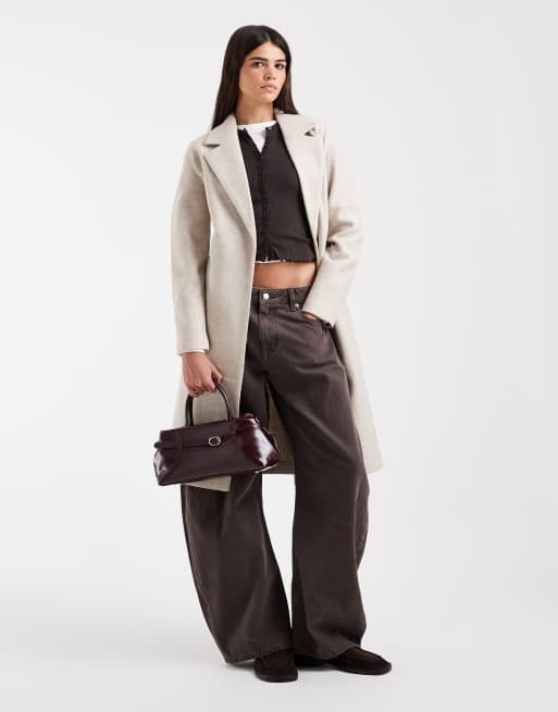 Vero Moda - abrigo midi formal con cinturón en color oatmeal, 1 de 4