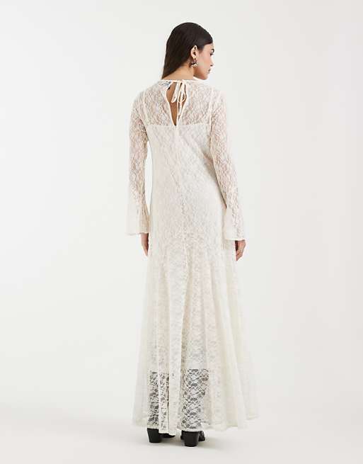 cream boho maxi dress Lace Trim Cotton Dress/kaftan Wedding Dress/ Boho Wedding Dress/ruffle Maxi Dress/romantic Vintage Style, Flowy Long it transitions effortlessly from day to evening Boho Blooms Maxi Dress in
