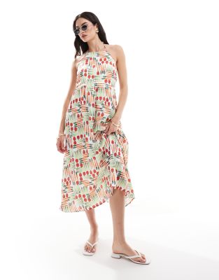 Vero Moda - Allotment - Maxikleid mit Neckholder-Träger und Tomatina-Aufdruck-Bunt