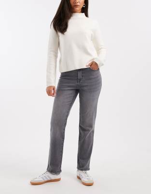 Amara - Jean droit stretch longueur cheville - Gris délavé-Bleu W27
