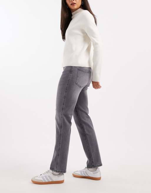 Vero Moda Amara straight leg ankle length stretch jeans in gray