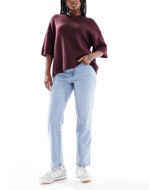 Vero Moda Amara straight leg ankle length stretch jeans in light blue wash - view 1