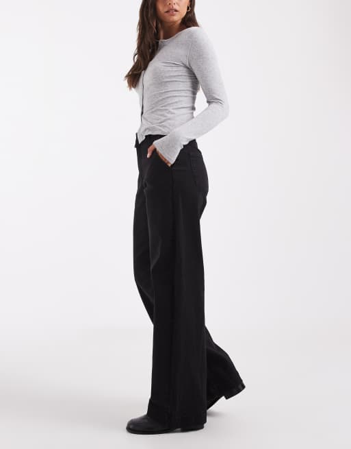 Vero Moda Amaris high rise wide leg jeans in black, 2 of 5
