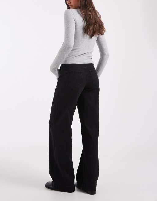 Vero Moda Amaris high rise wide leg jeans in black, 3 of 5