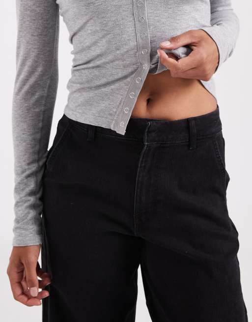 Vero Moda Amaris high rise wide leg jeans in black, 4 of 5